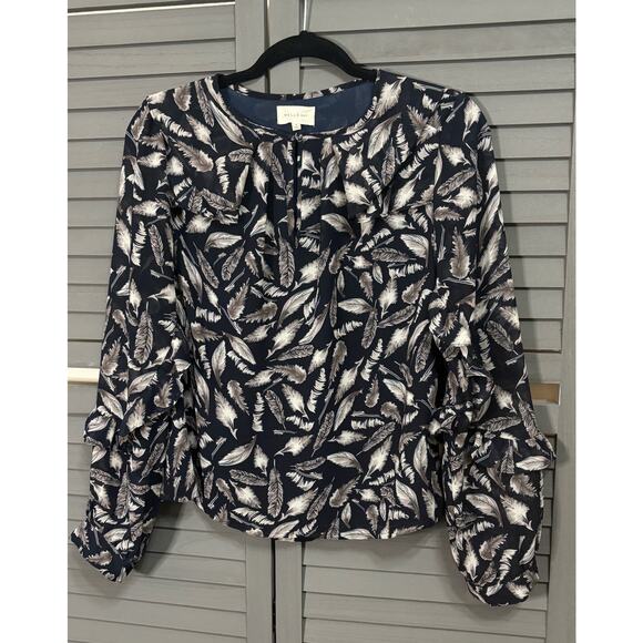 Bundle of Two Long Sleeve Ruffle Blouse Tops. Ann Taylor and MelloDay Size Small - Picture 2 of 7